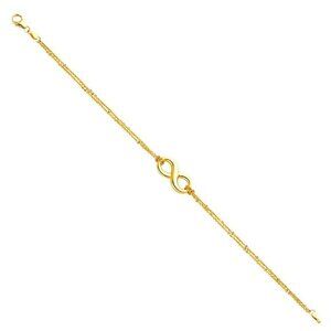 Solid 14K Gold CZ Infinity Bracelet 7.5" inches